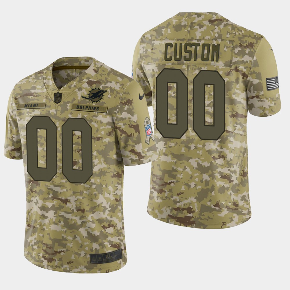 Men's Miami Dolphins Customized Camo Salute To Service NFL Stitched Limited Jersey